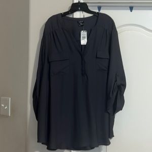 Torrid Grey Georgette Pullover 3/4 Sleeve Blouse Size 5 (Size 28)